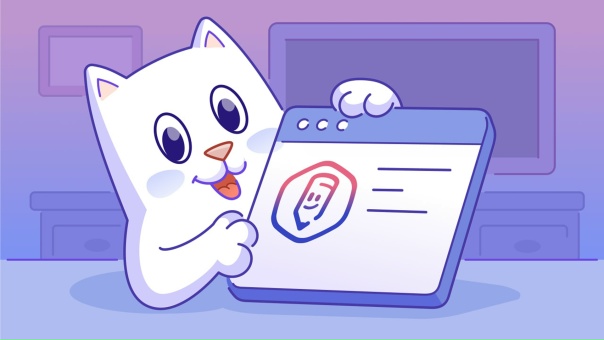 Кот рядом с экраном приложения для школы